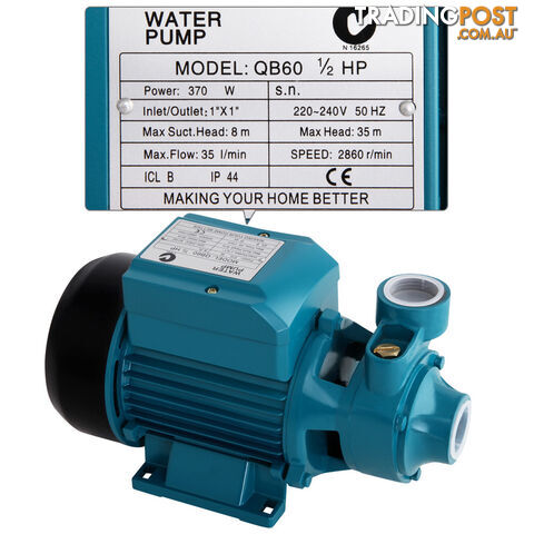 Electric Clean Water Pump 35L/Min 1/2/HP