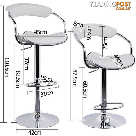 Set of 2 PU Leather Kitchen Bar Stool White