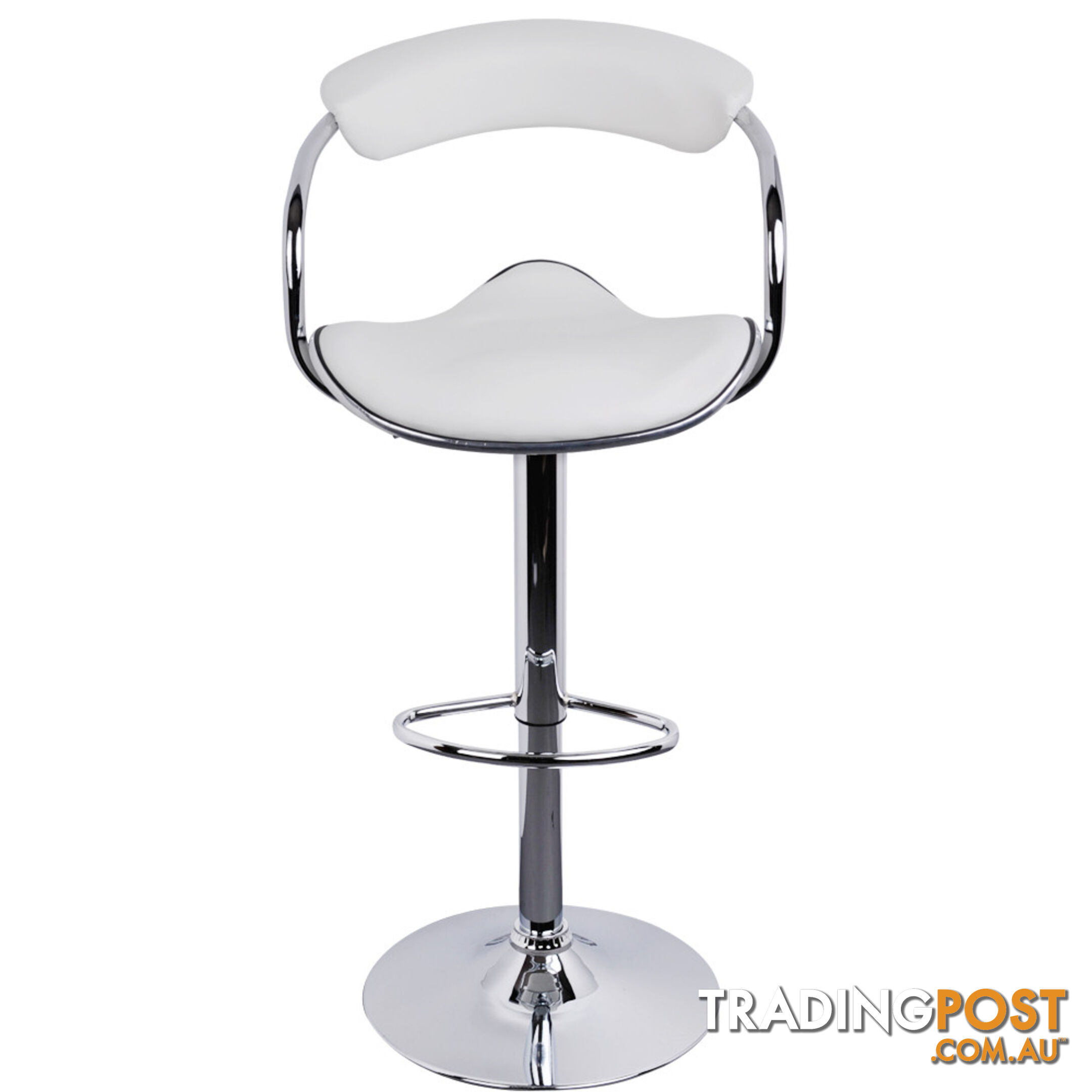 Set of 2 PU Leather Kitchen Bar Stool White