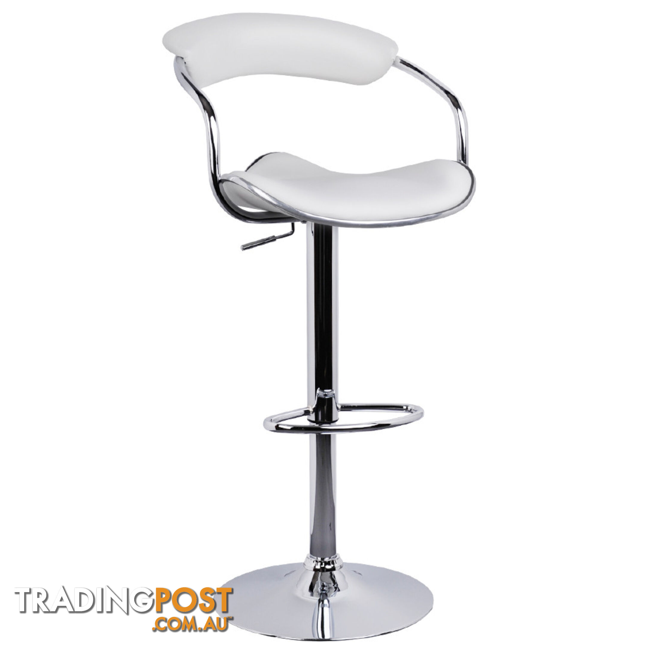 Set of 2 PU Leather Kitchen Bar Stool White