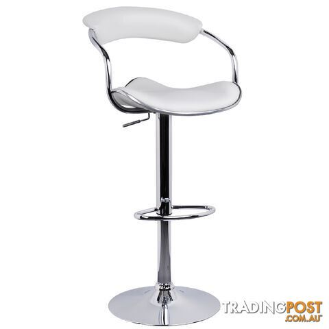 Set of 2 PU Leather Kitchen Bar Stool White