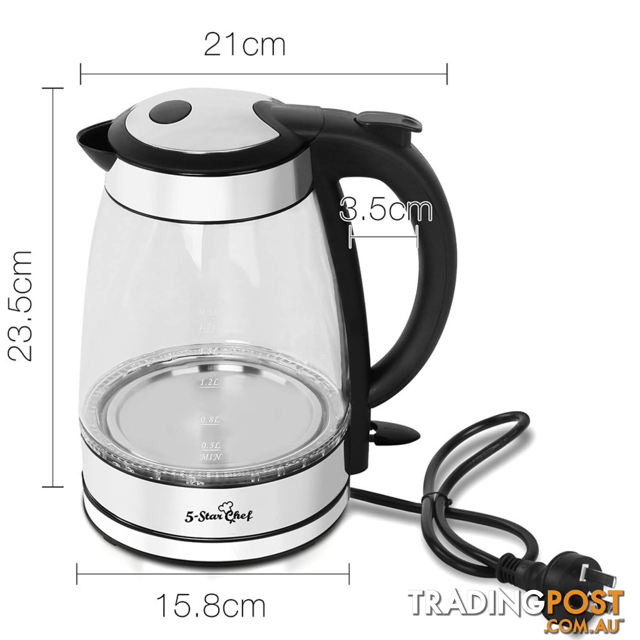 LED Cordless Glass Kettle  1.7L