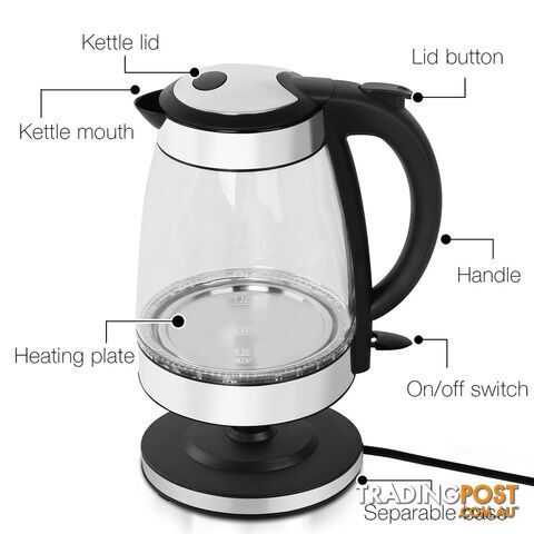 LED Cordless Glass Kettle  1.7L