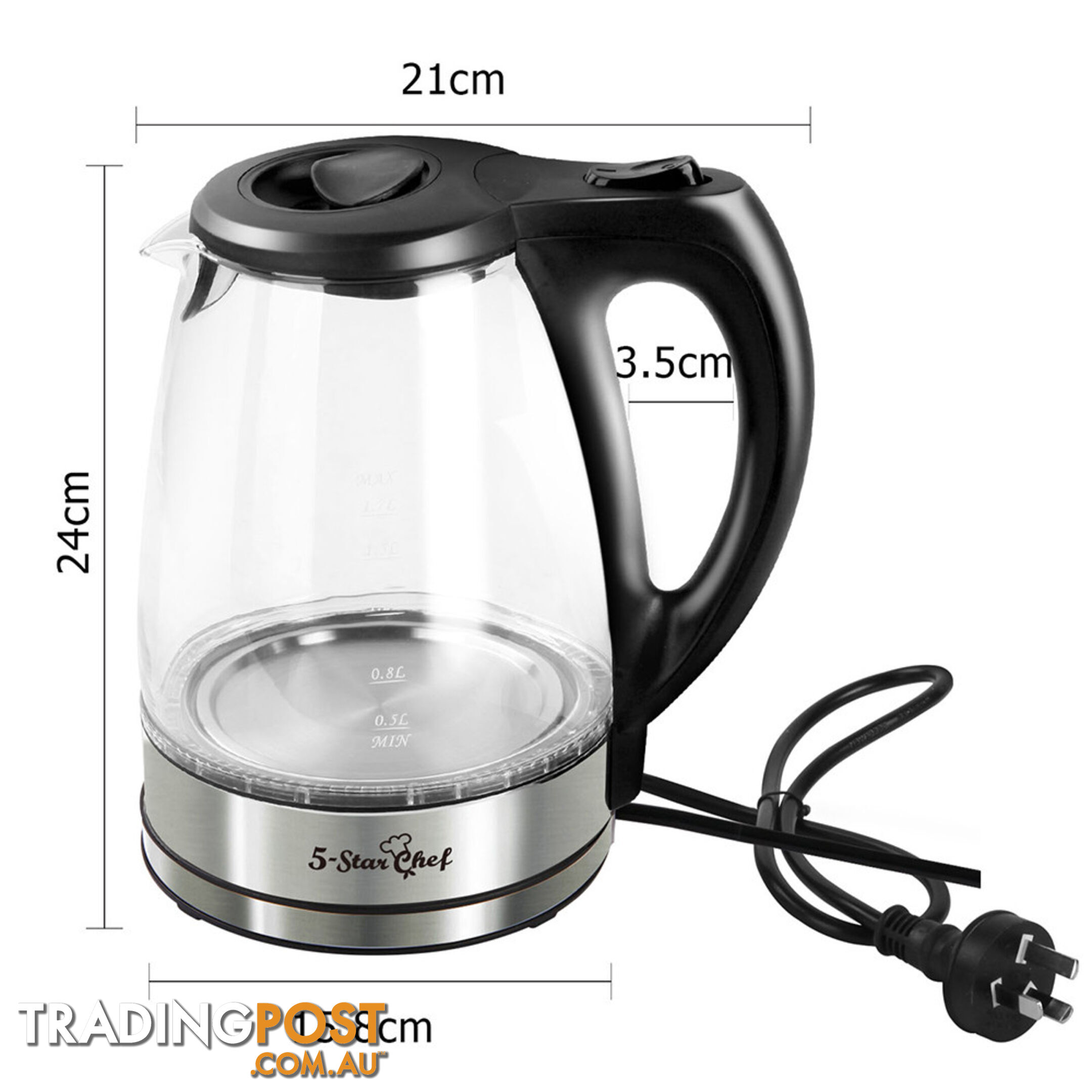 Glass Kettle with Blue LED Light - 1.7L