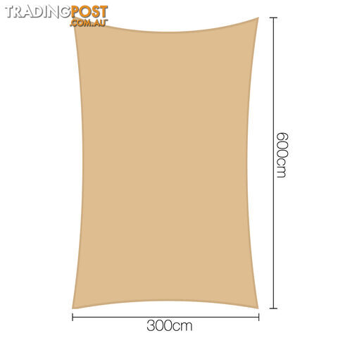 Heavy Duty 185GSM Shade Sail Canopy 3 x 6 M Sand