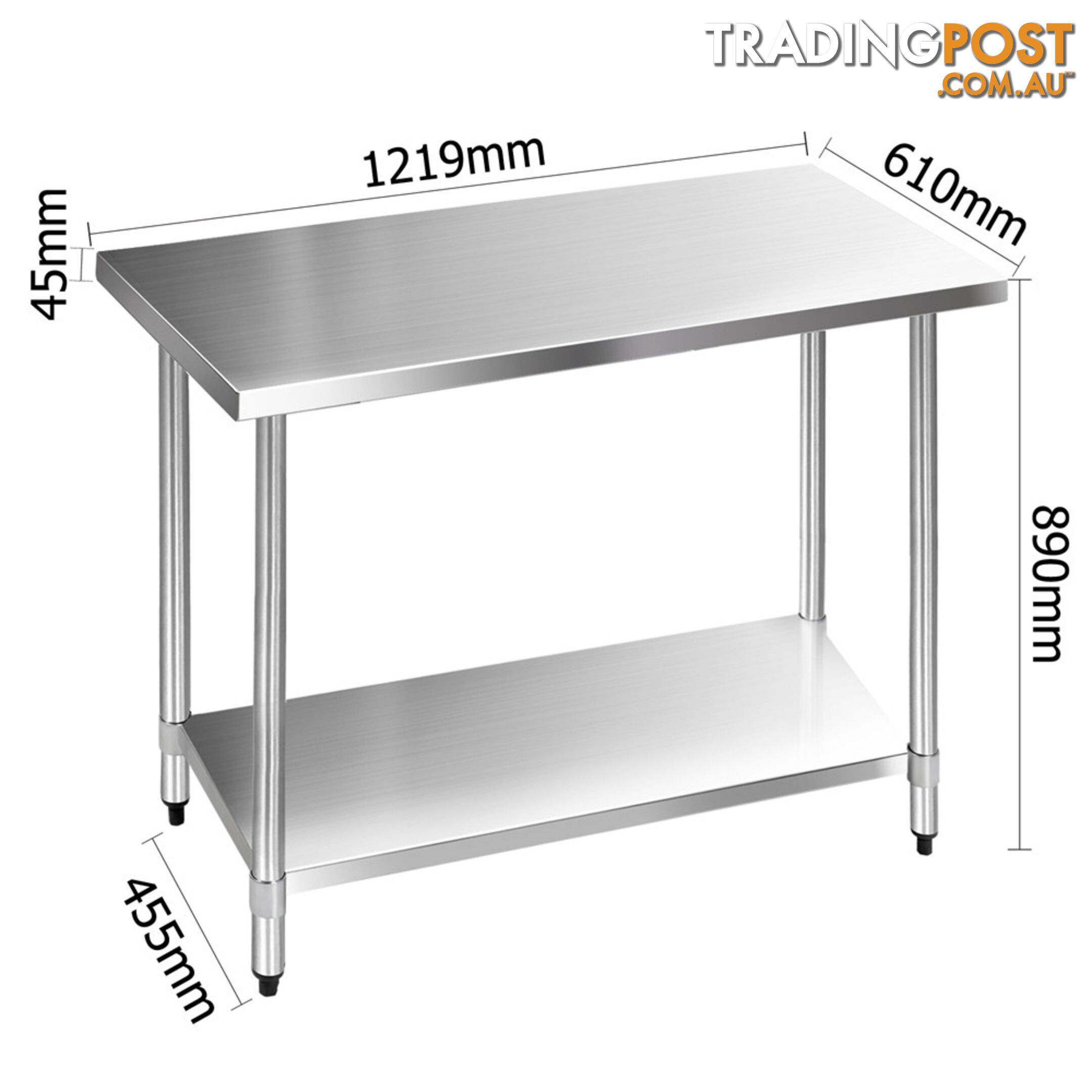 304 Stainless Steel Kitchen Work Bench Table 1219mm