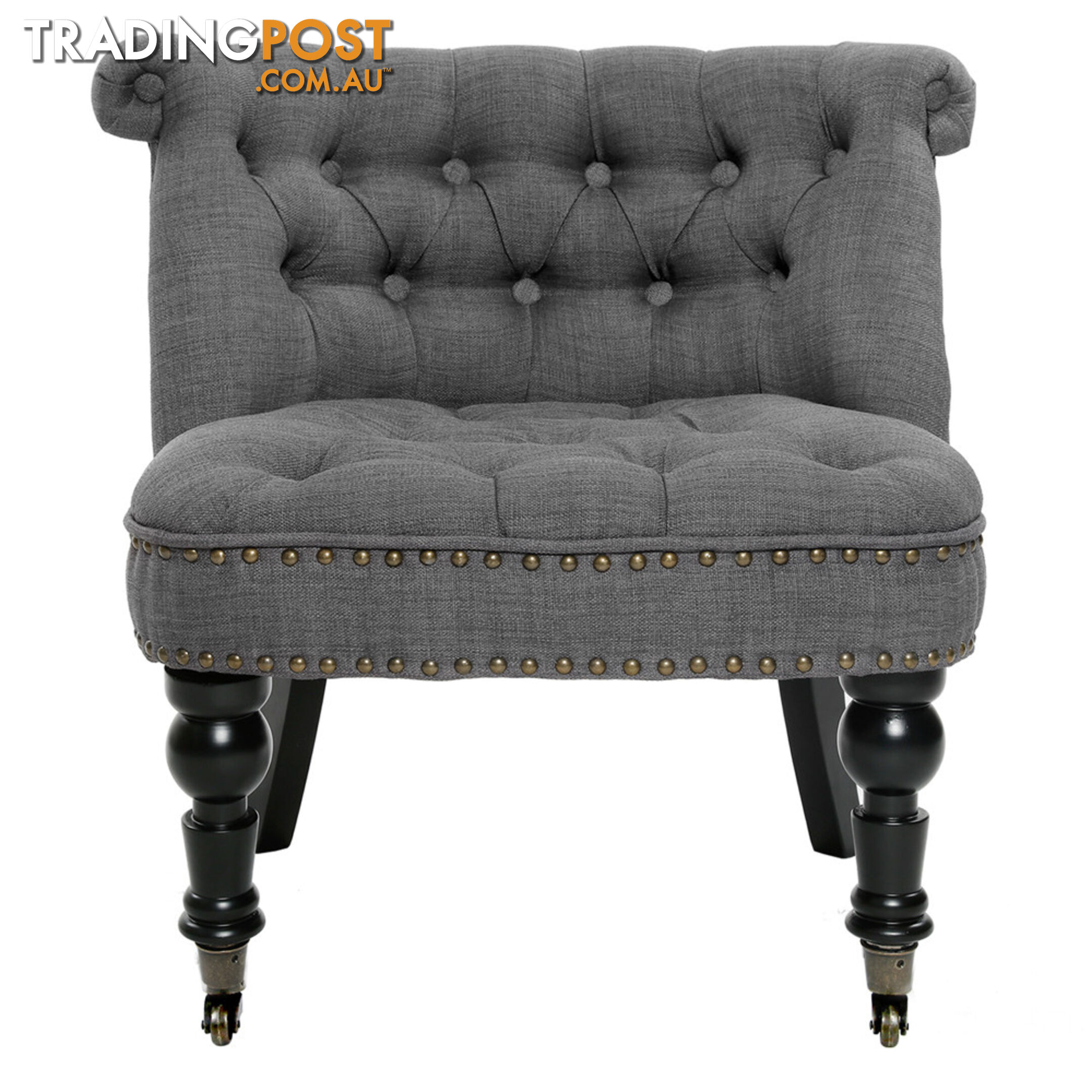 Lorraine Chair French Provincial Linen Fabric Sofa Misty Grey