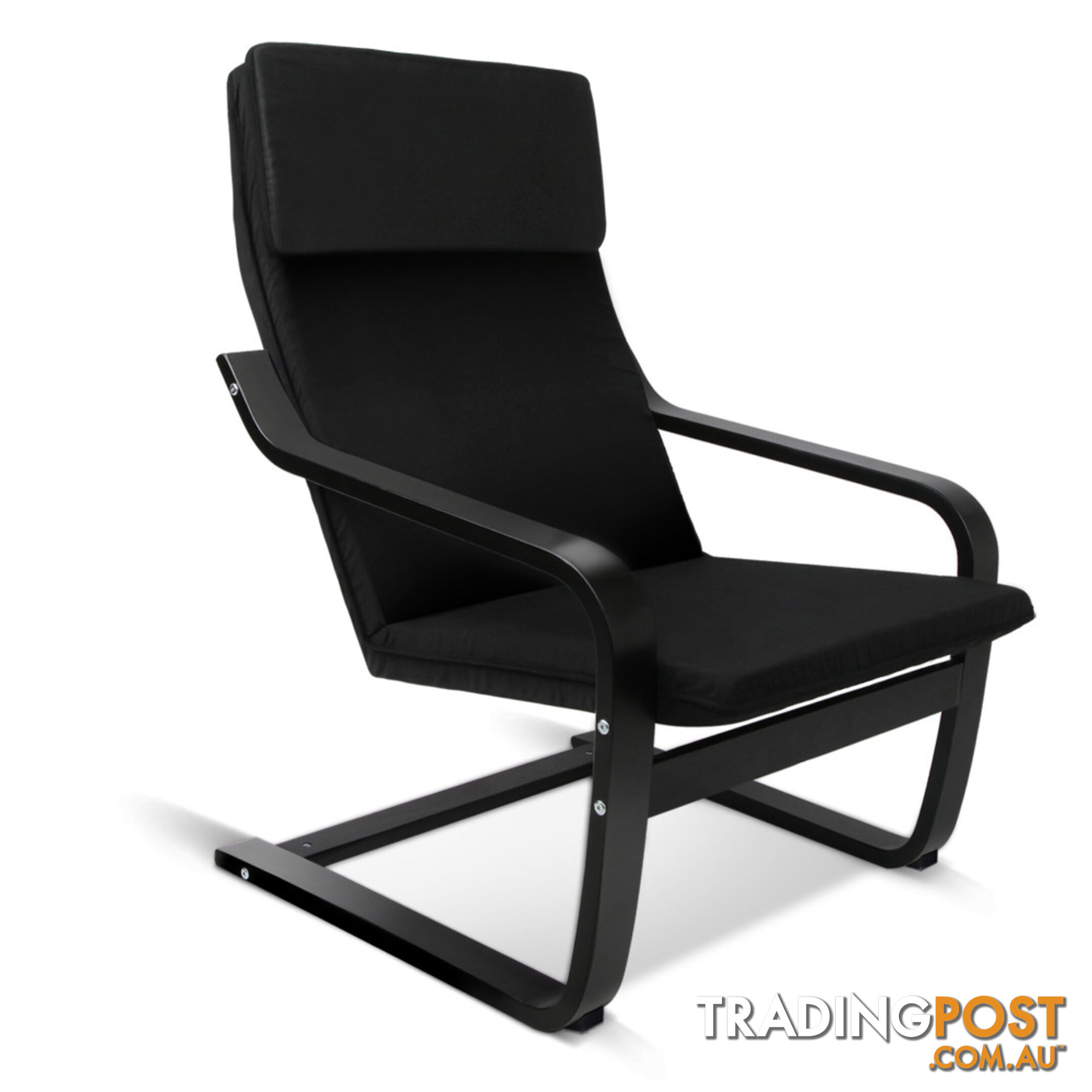 Birch Plywood Fabric Lounge Armchair - Black