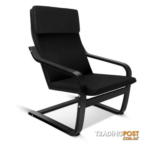 Birch Plywood Fabric Lounge Armchair - Black