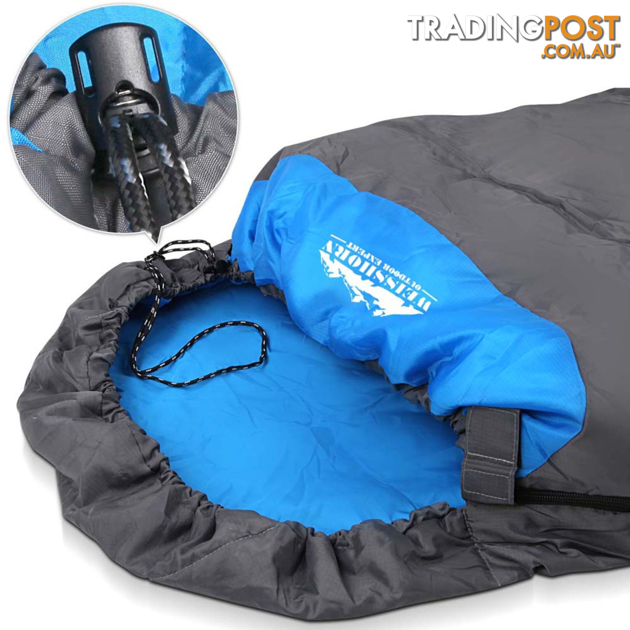 Single Camping Envelope Sleeping Bag Grey Black