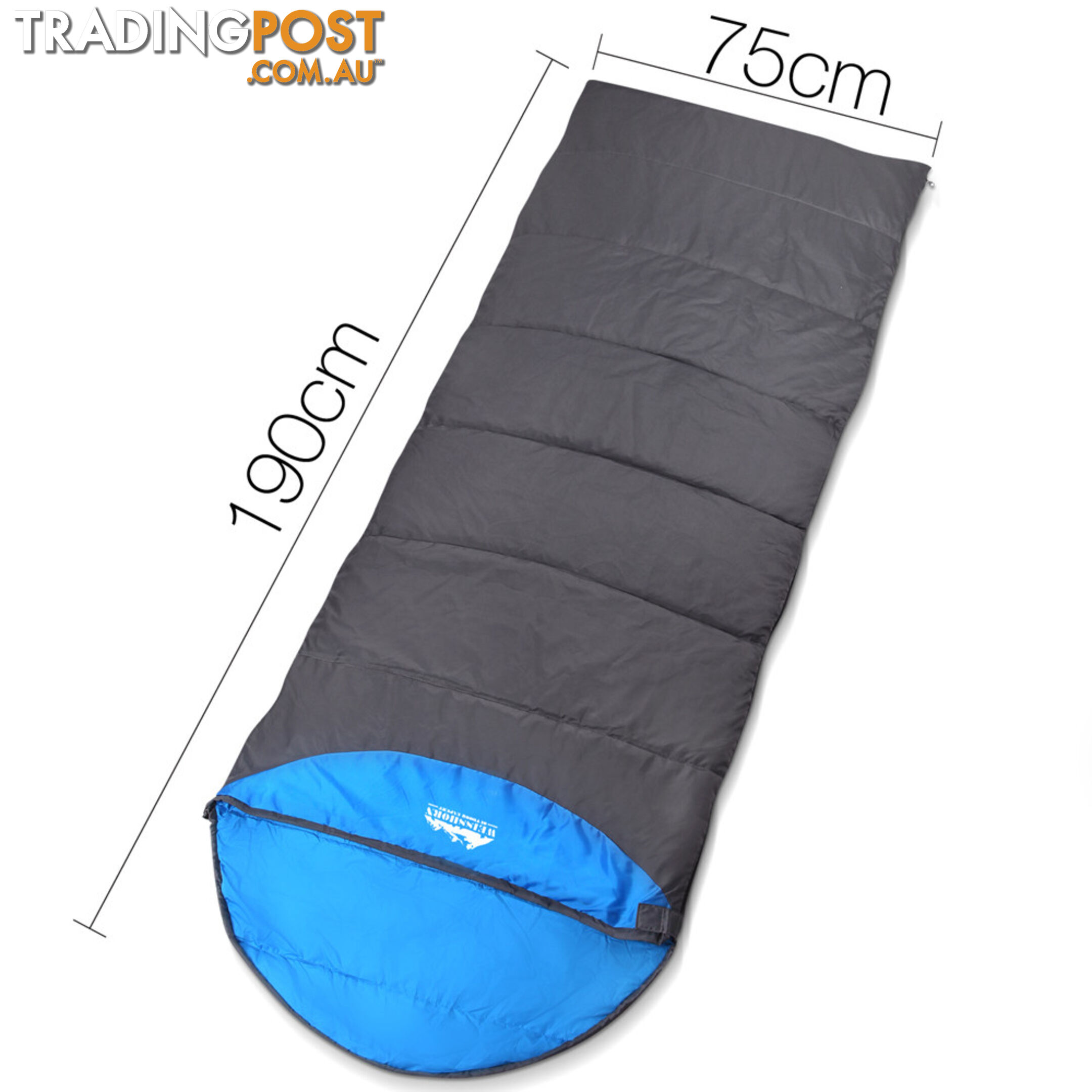 Single Camping Envelope Sleeping Bag Grey Black