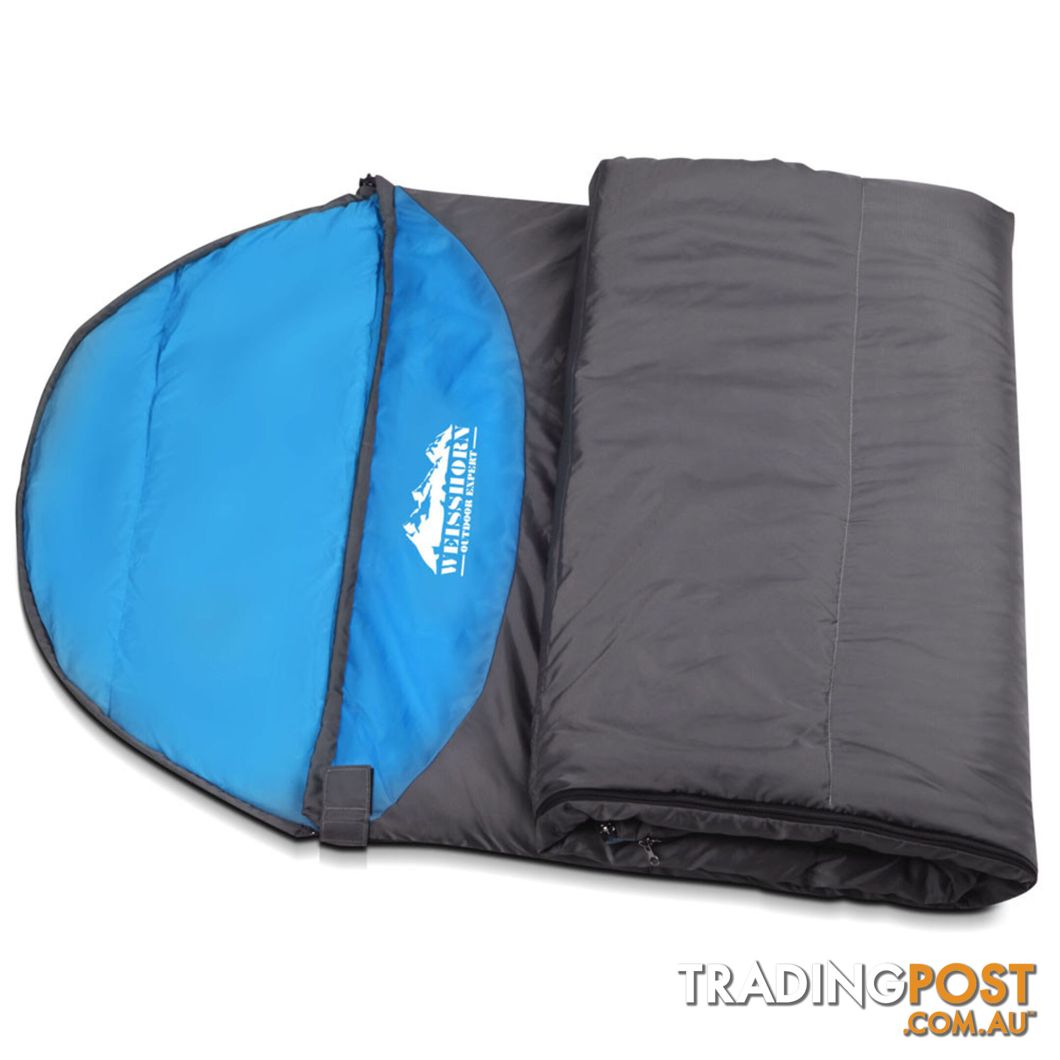 Single Camping Envelope Sleeping Bag Grey Black