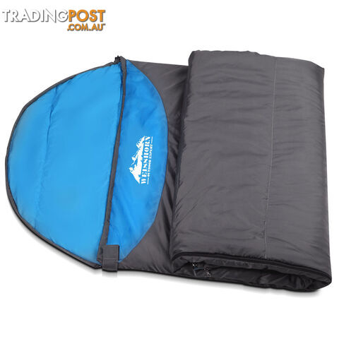 Single Camping Envelope Sleeping Bag Grey Black