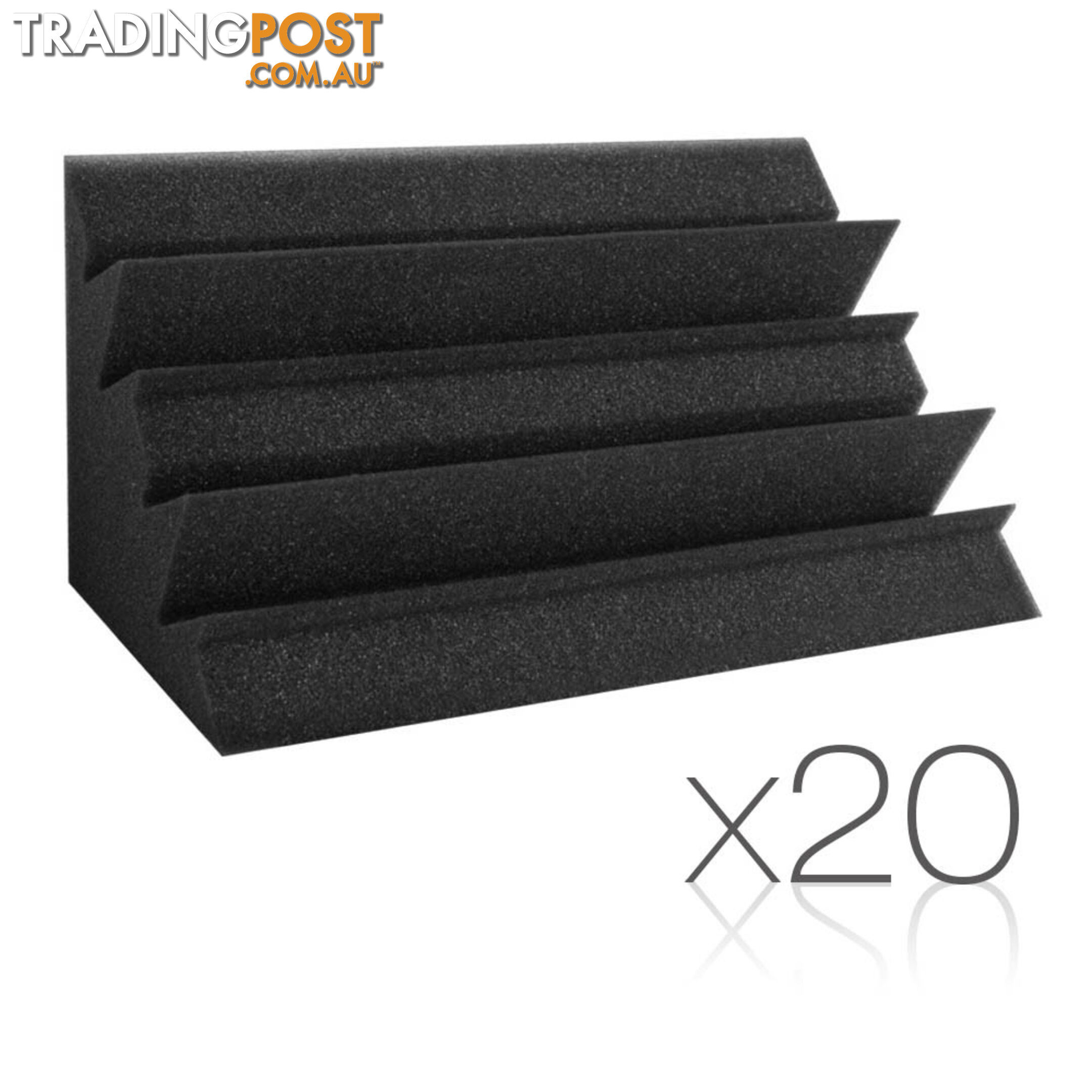 Set of 20 Studio Wedge Acoustic Foam Black 30 x 30cm