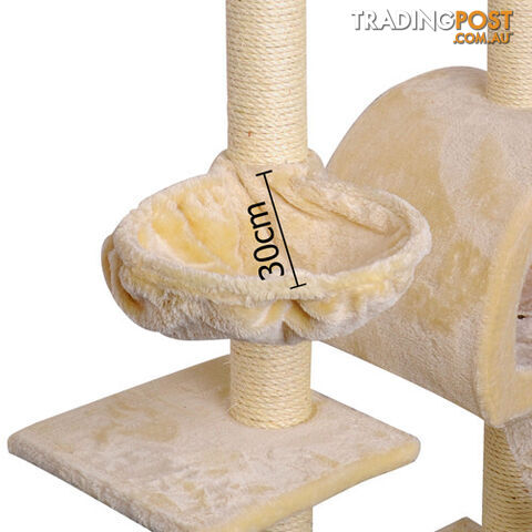 Multi Level Cat Scratching Poles Tree w/ Ladder Beige