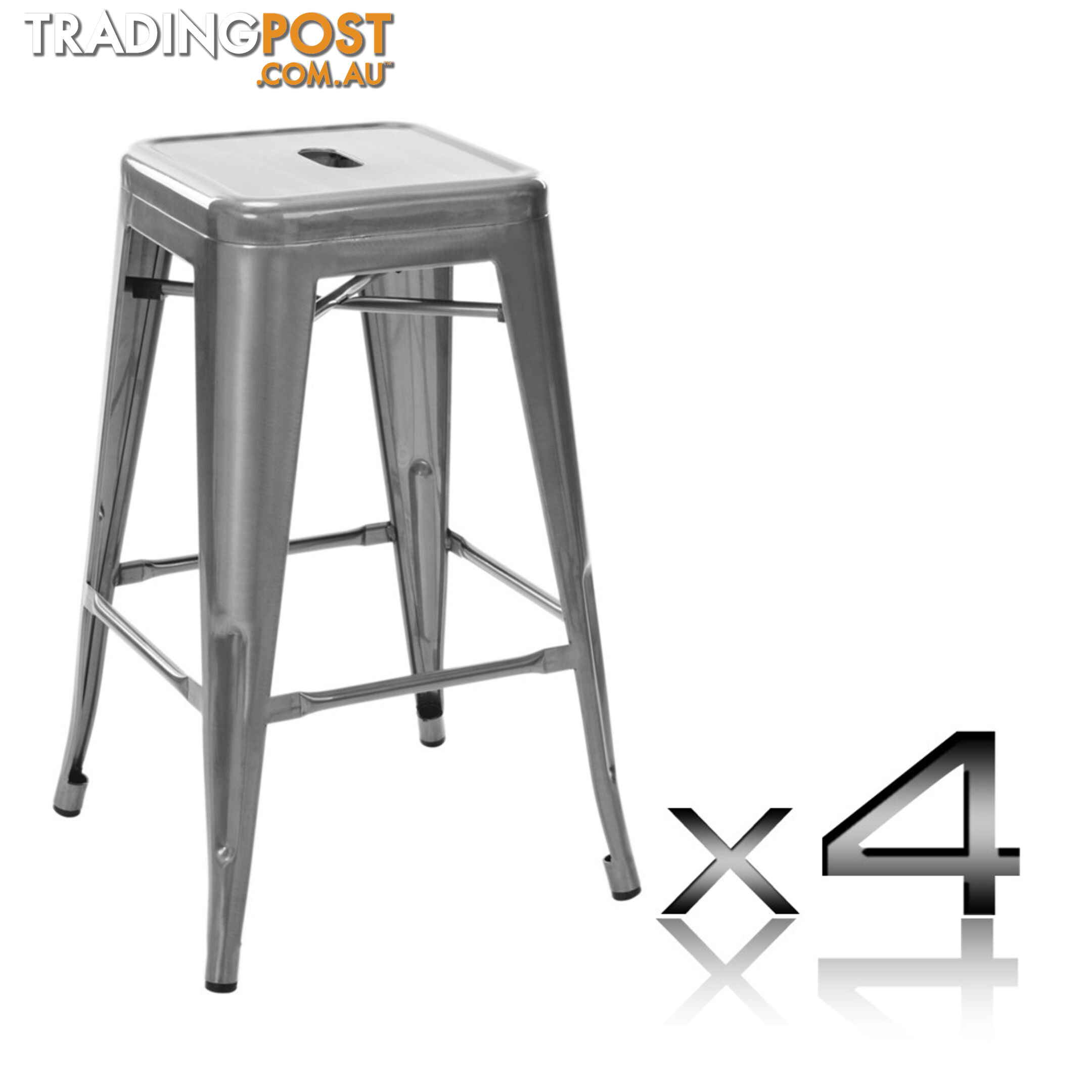 Set of 4 Replica Tolix Kitchen Bar Stool 66cm White