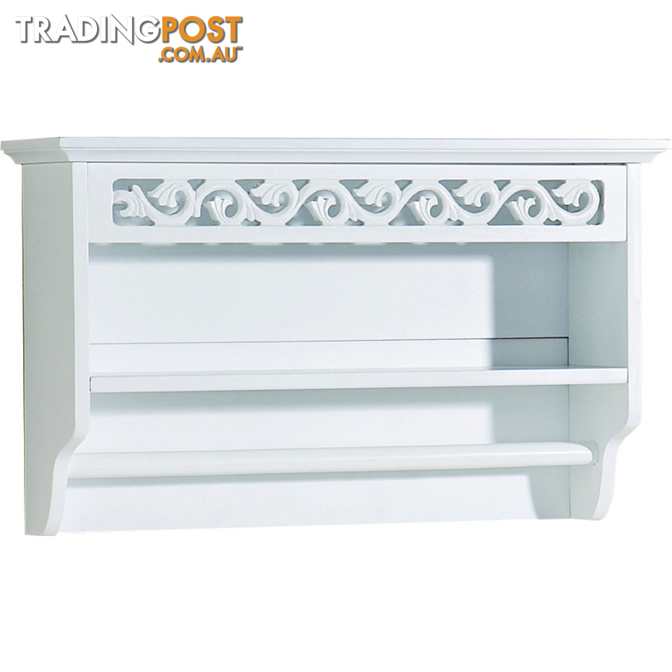 Lure Towel Rail with Shelf in WHITE