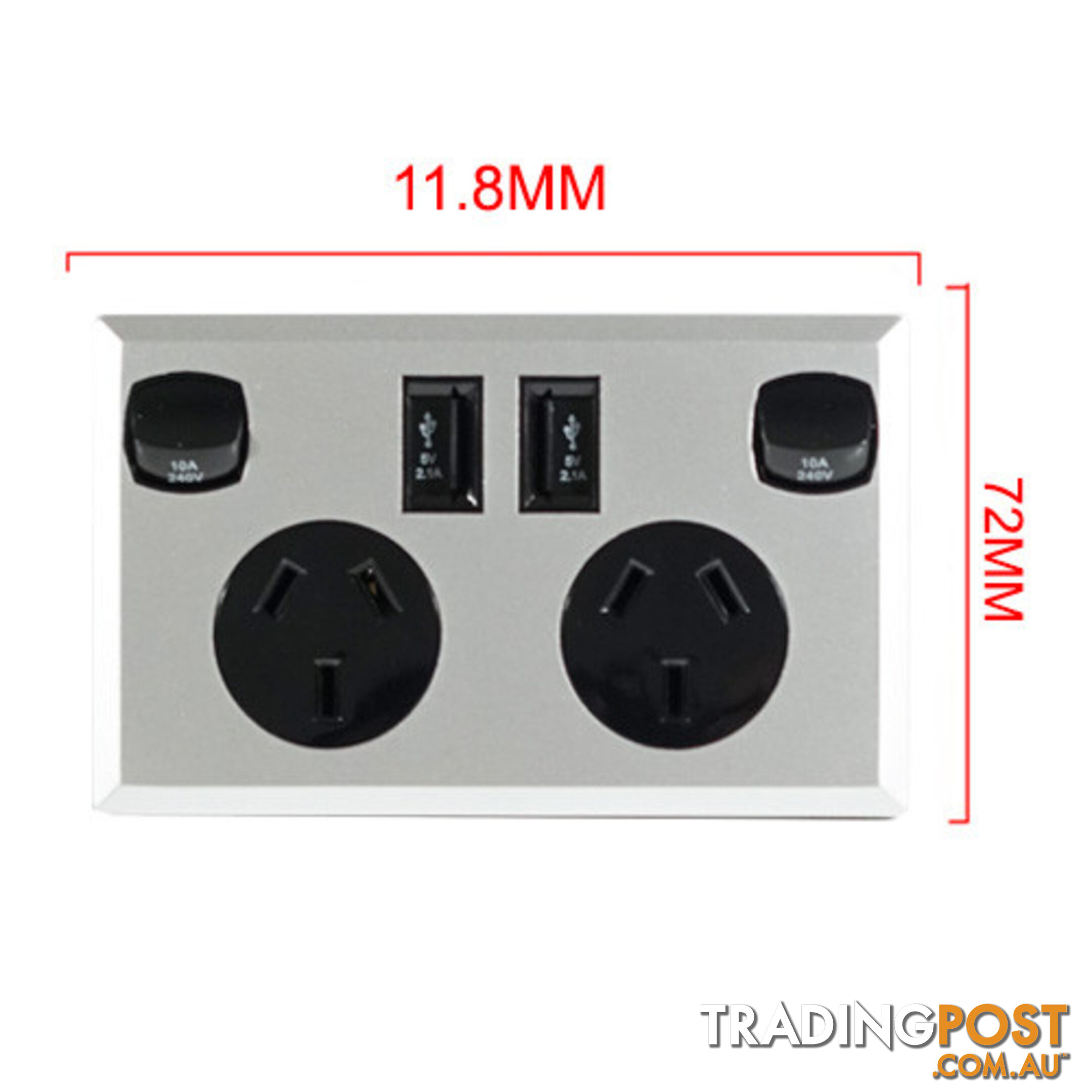 10A Double Australian USB Power Point Supply 2 Socket Switch Wall Plug Black