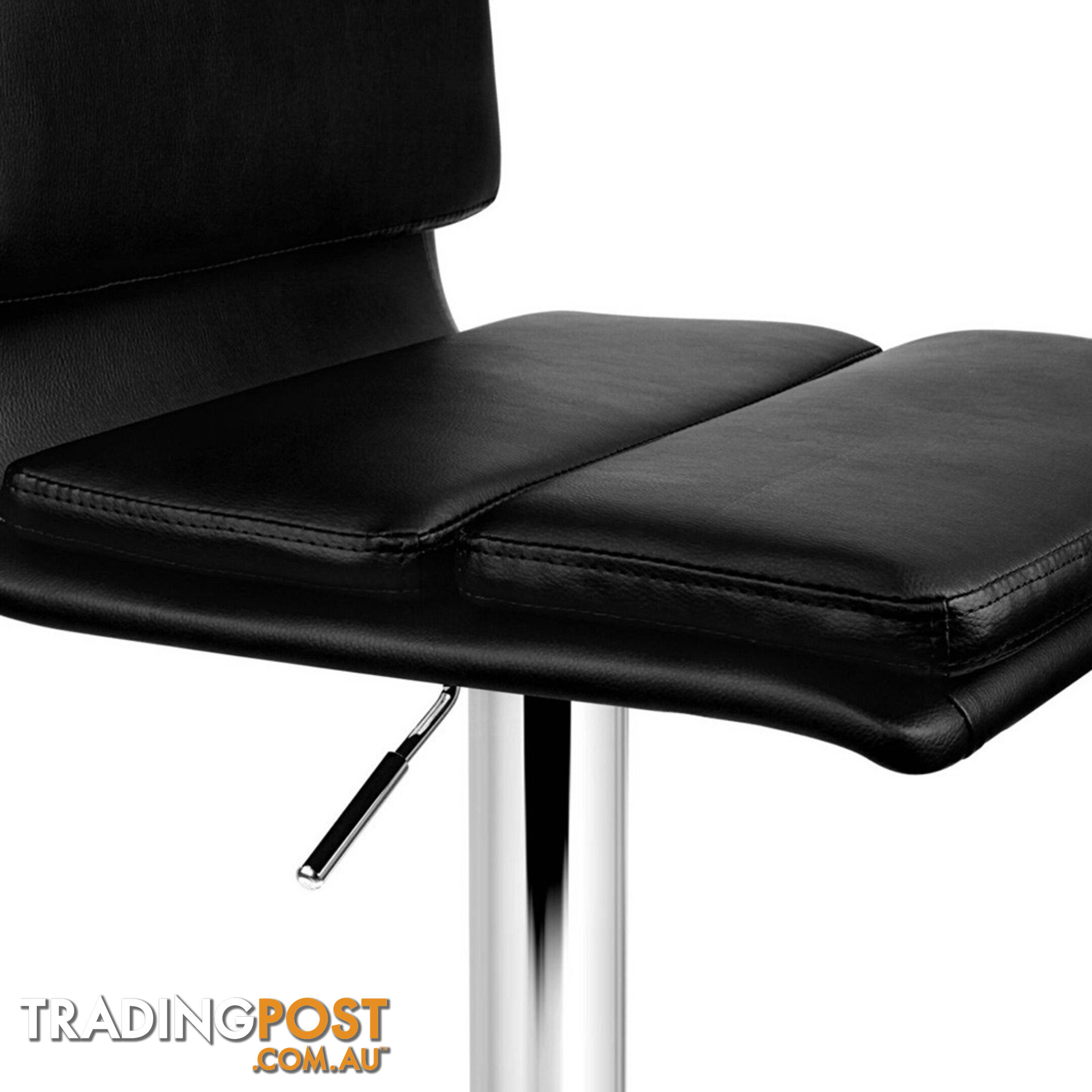 Set of 2 PU Leather Bar Stools - Black