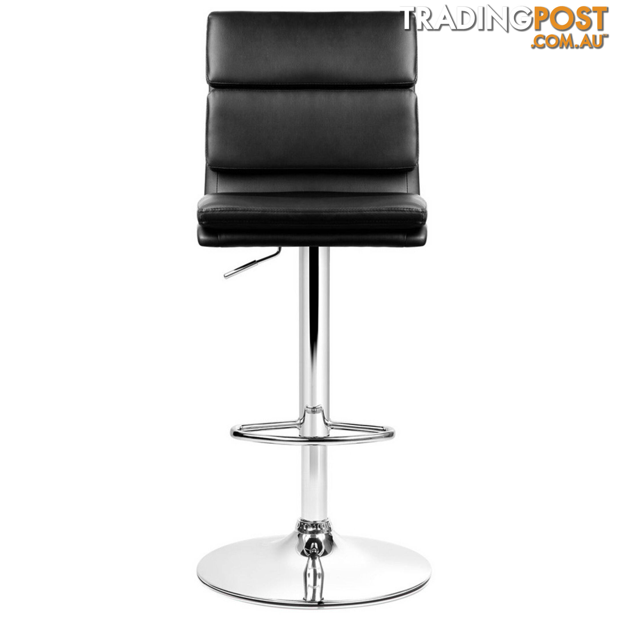 Set of 2 PU Leather Bar Stools - Black