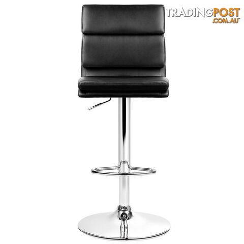 Set of 2 PU Leather Bar Stools - Black