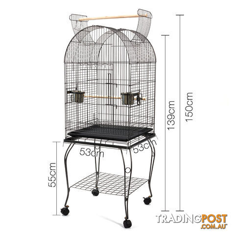 Parrot Pet Aviary Bird Cage w/ Open Roof 150cm Black