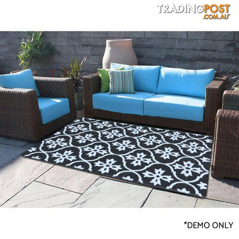 Moroccan Tile Reversable Rug Black & White 120x180cm - photo 2 of 7