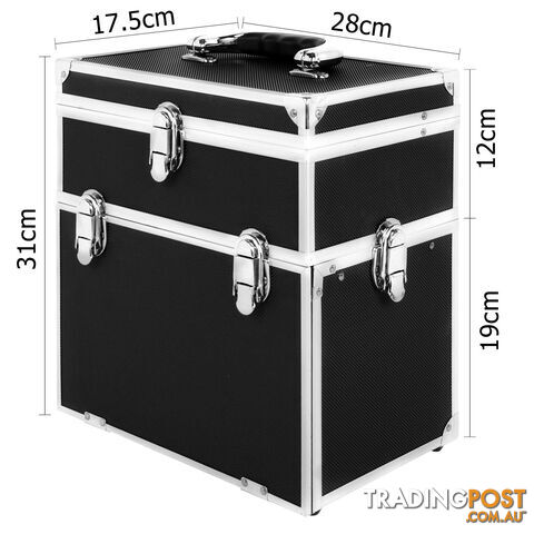 Portable Cosmetic Beauty Carry Case Box Black w/ Mirror - photo 2 of 8