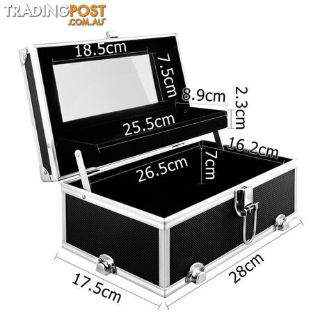 Portable Cosmetic Beauty Carry Case Box Black w/ Mirror - photo 3 of 8