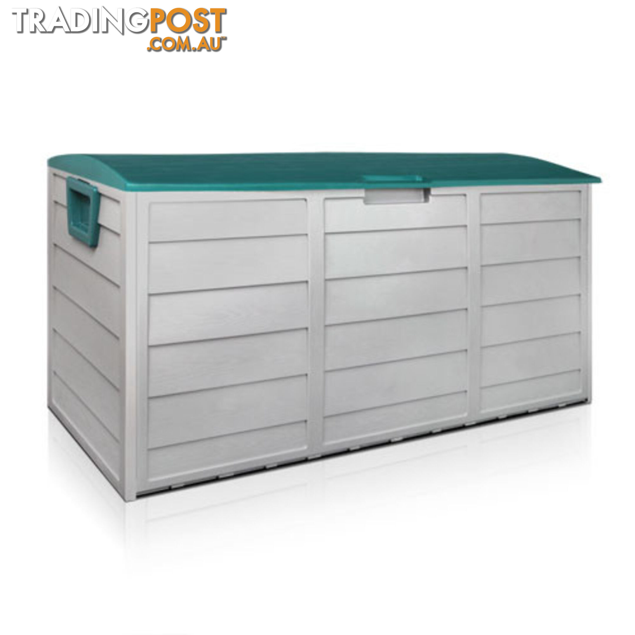 290L Plastic Outdoor Storage Box Container Weatherproof Grey Green