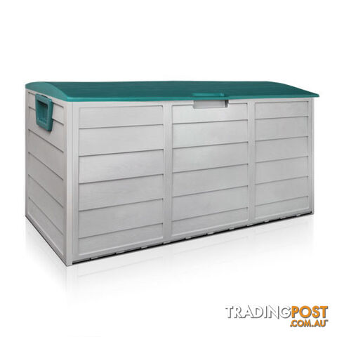 290L Plastic Outdoor Storage Box Container Weatherproof Grey Green