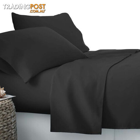 3 Piece Microfibre Sheet Set King Single  Black