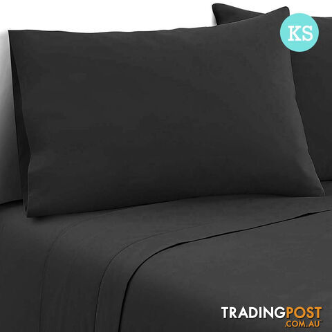 3 Piece Microfibre Sheet Set King Single  Black