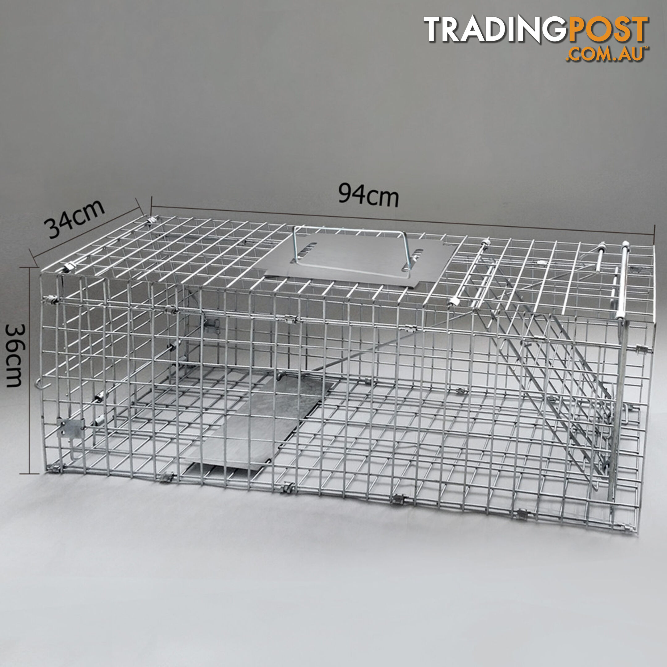 Humane Animal Trap Cage 94 x 34 x 36cm Silver