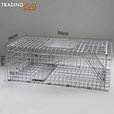 Humane Animal Trap Cage 94 x 34 x 36cm Silver