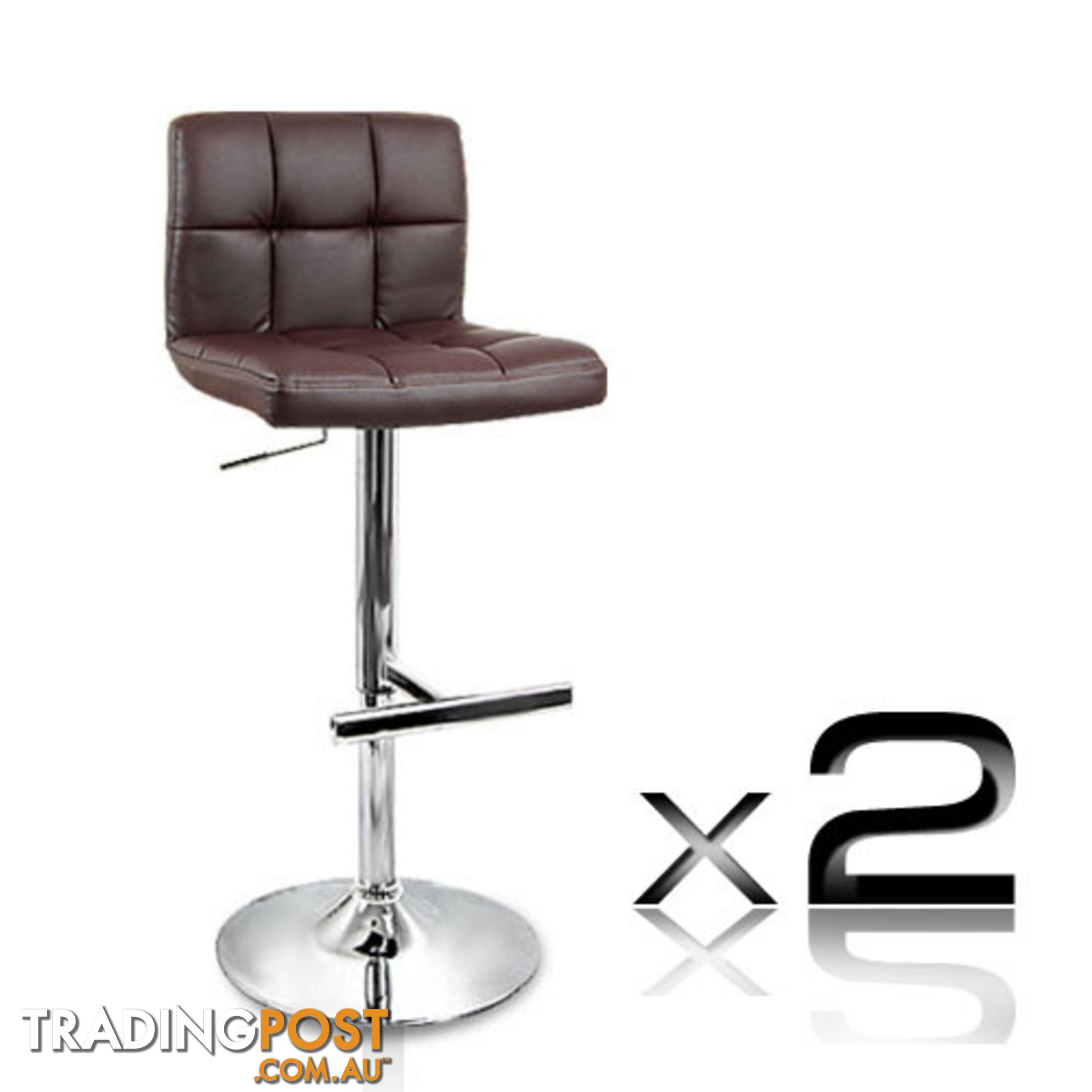 Set of 2 PU Leather Kitchen Bar Stool Chocolate