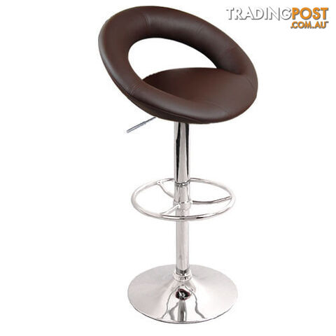 Set of 2 PU Leather Kitchen Bar Stool Chocolate