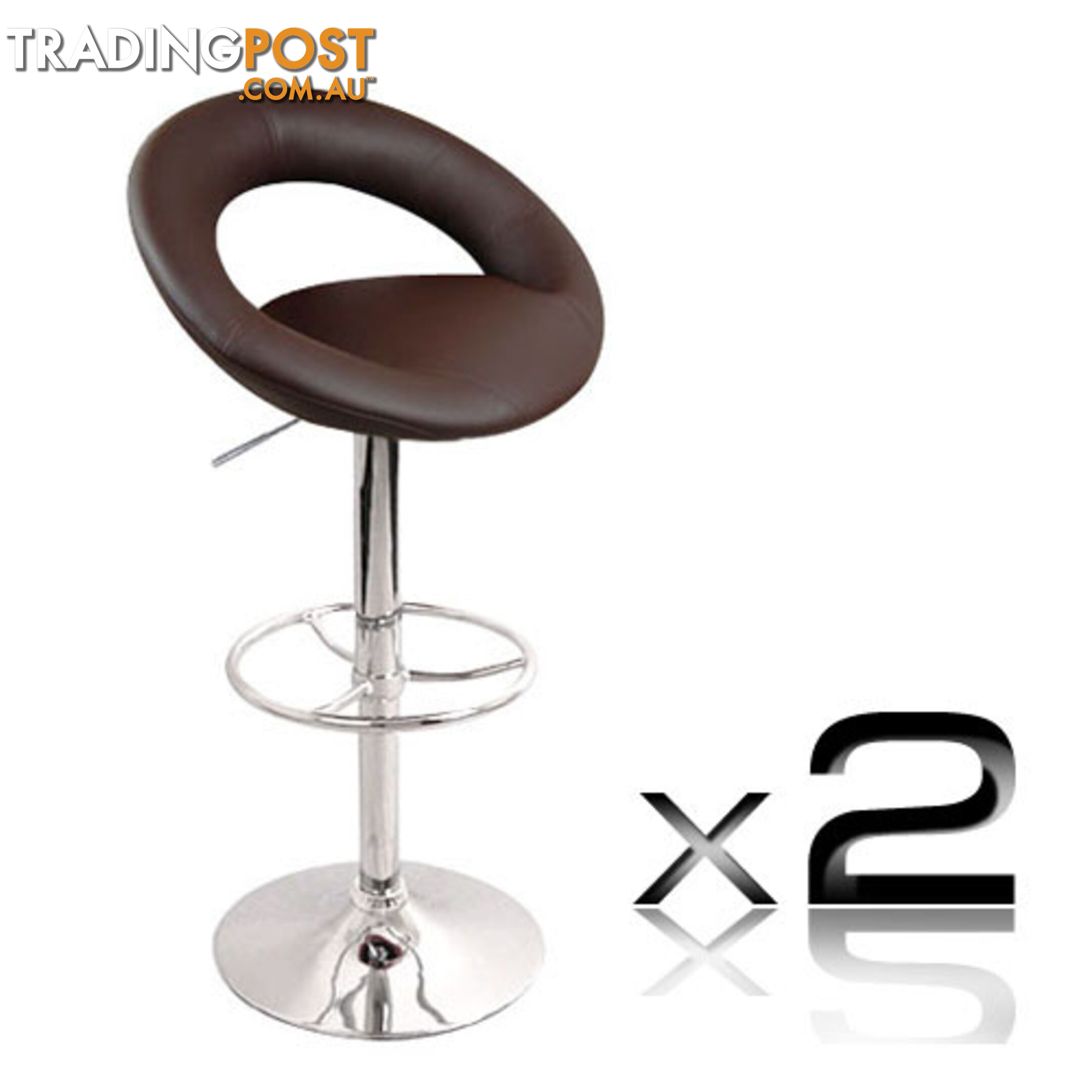 Set of 2 PU Leather Kitchen Bar Stool Chocolate