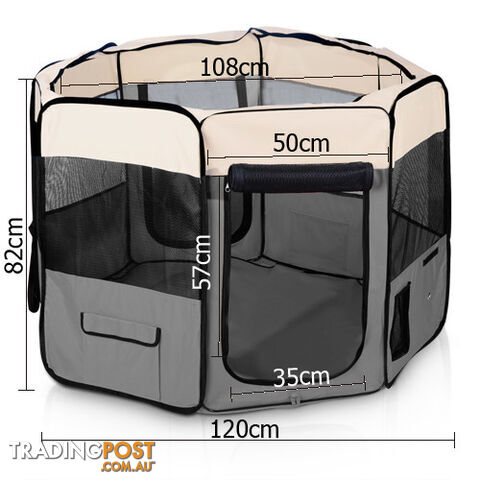 Pet Dog Puppy Cat Exercise Playpen Crate Cage Tent Grey