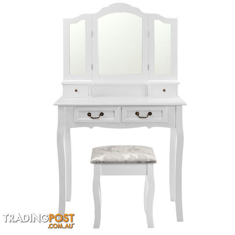 4 Drawer Dressing Table w/ Mirror White