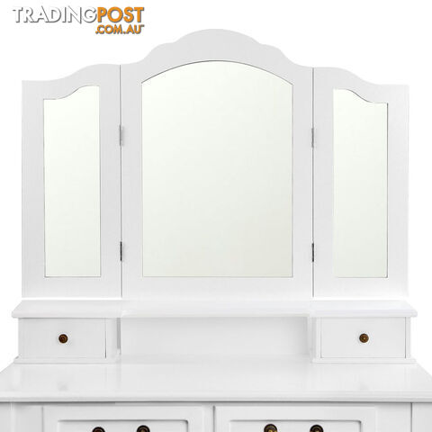 4 Drawer Dressing Table w/ Mirror White