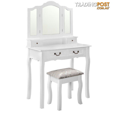4 Drawer Dressing Table w/ Mirror White