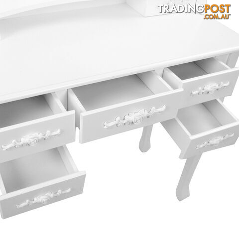 7 Drawer Dressing Table w/ Mirror White