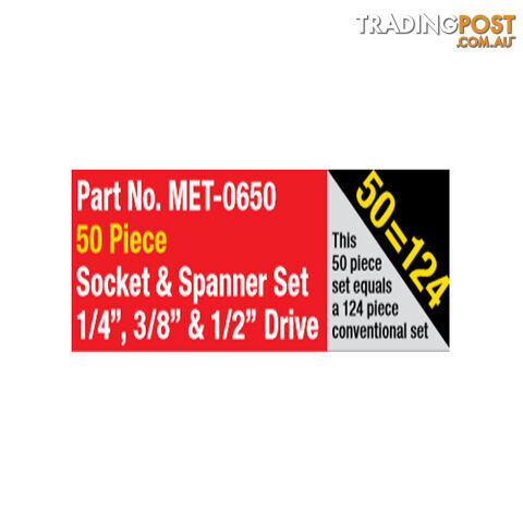 Metrinch Socket   Spanner Set 1/4 ", 3/8 "   1/2 " Drive 50 Piece SKU - MET-0650