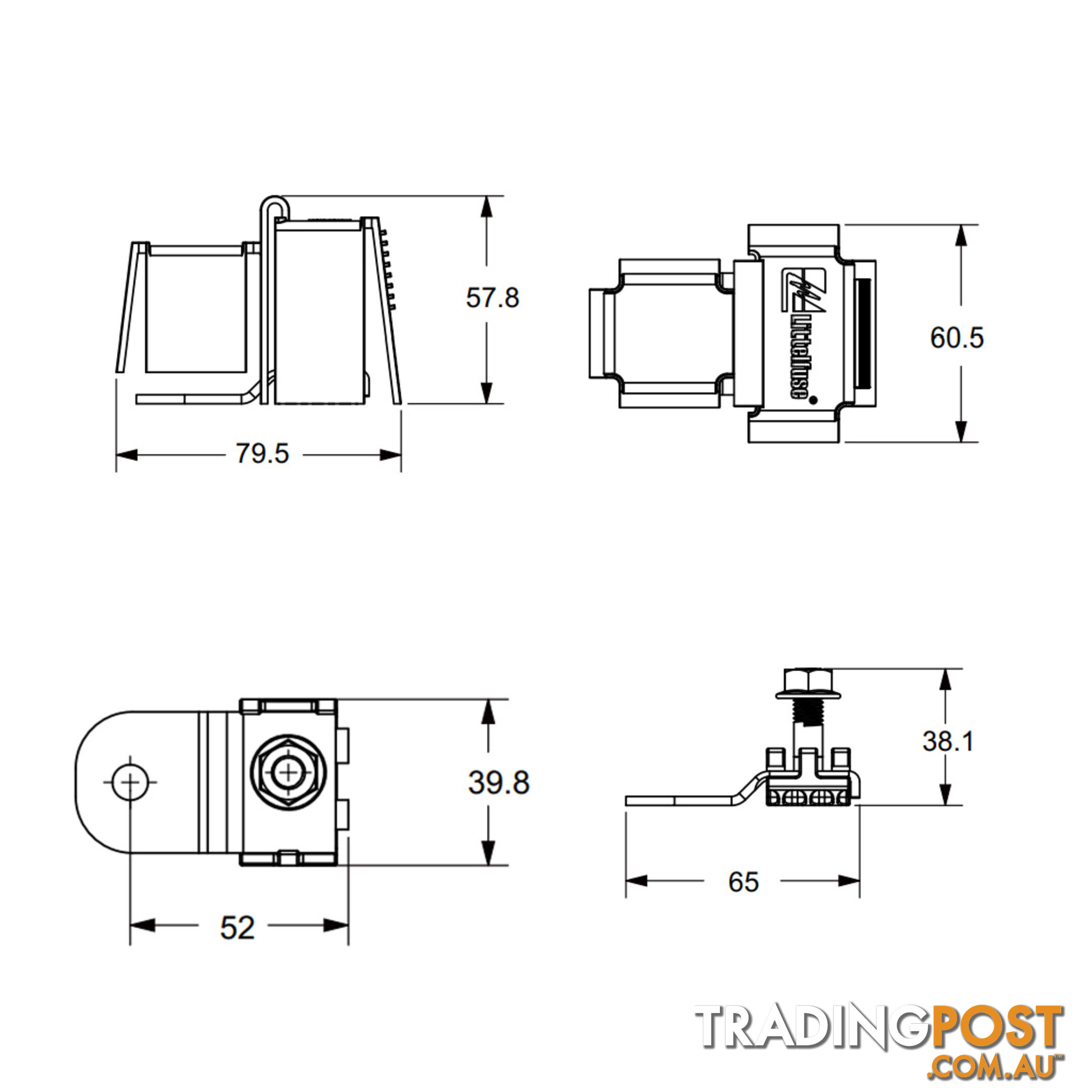 Littlefuse ZCase Fuse Battery Stud Mount Bars 1 Pole and Cover SKU - 0FHZ0211Z