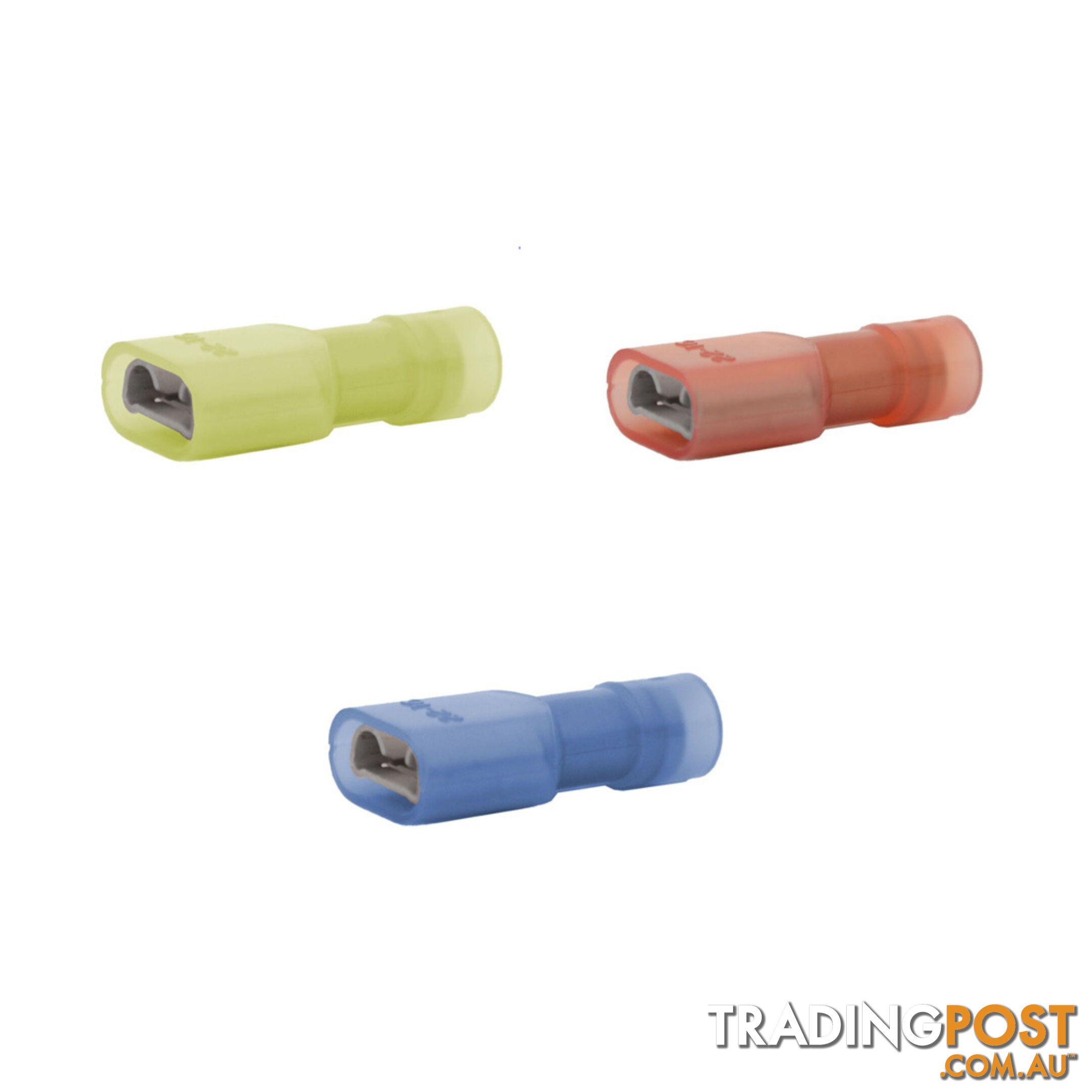 Blue Bar Red/Blue/Yellow Fully Insulated 2.8-6.3mm Female Blade Terminal 10pk SKU - DC-13866, DC-13873, DC-13874, DC-13879, DC-13880, DC-13883