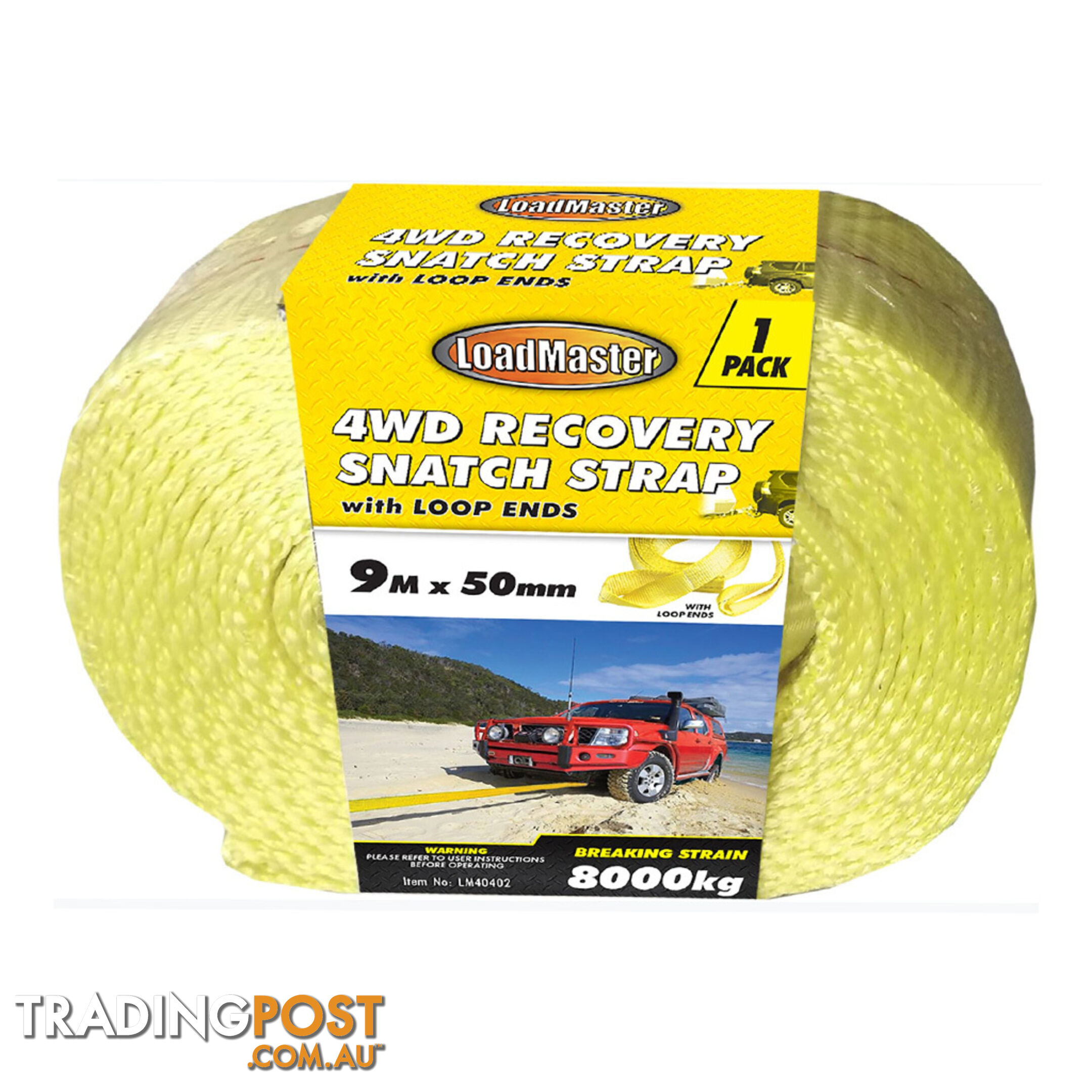 4wd Recovery Snatch Strap 9m x 50mm 8 tonne Breaking Strain SKU - LM40402