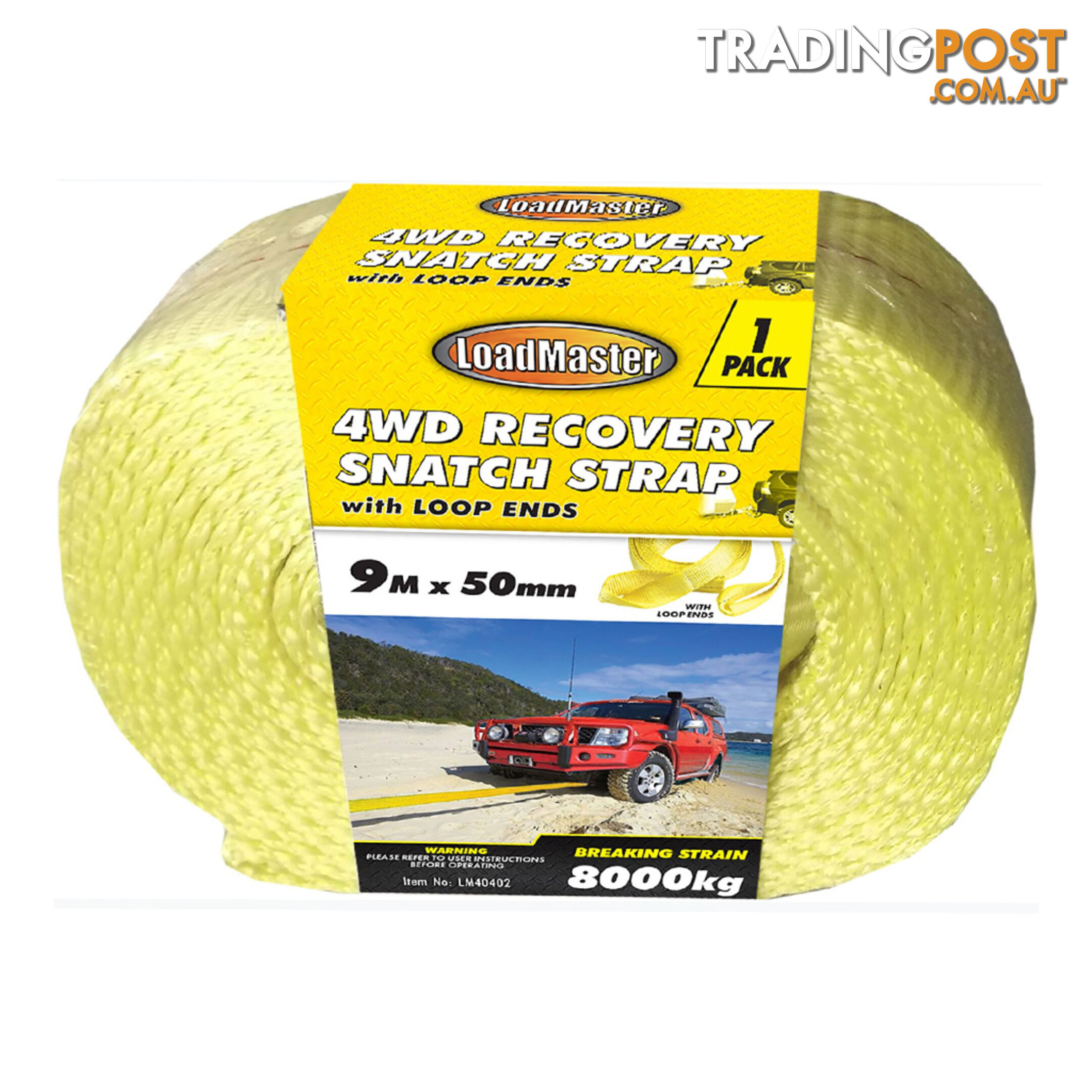 4wd Recovery Snatch Strap 9m x 50mm 8 tonne Breaking Strain SKU - LM40402