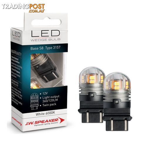 JW Speaker LED Bulb 12/24v Wedge Base White Light Twin Pack SKU - 990130