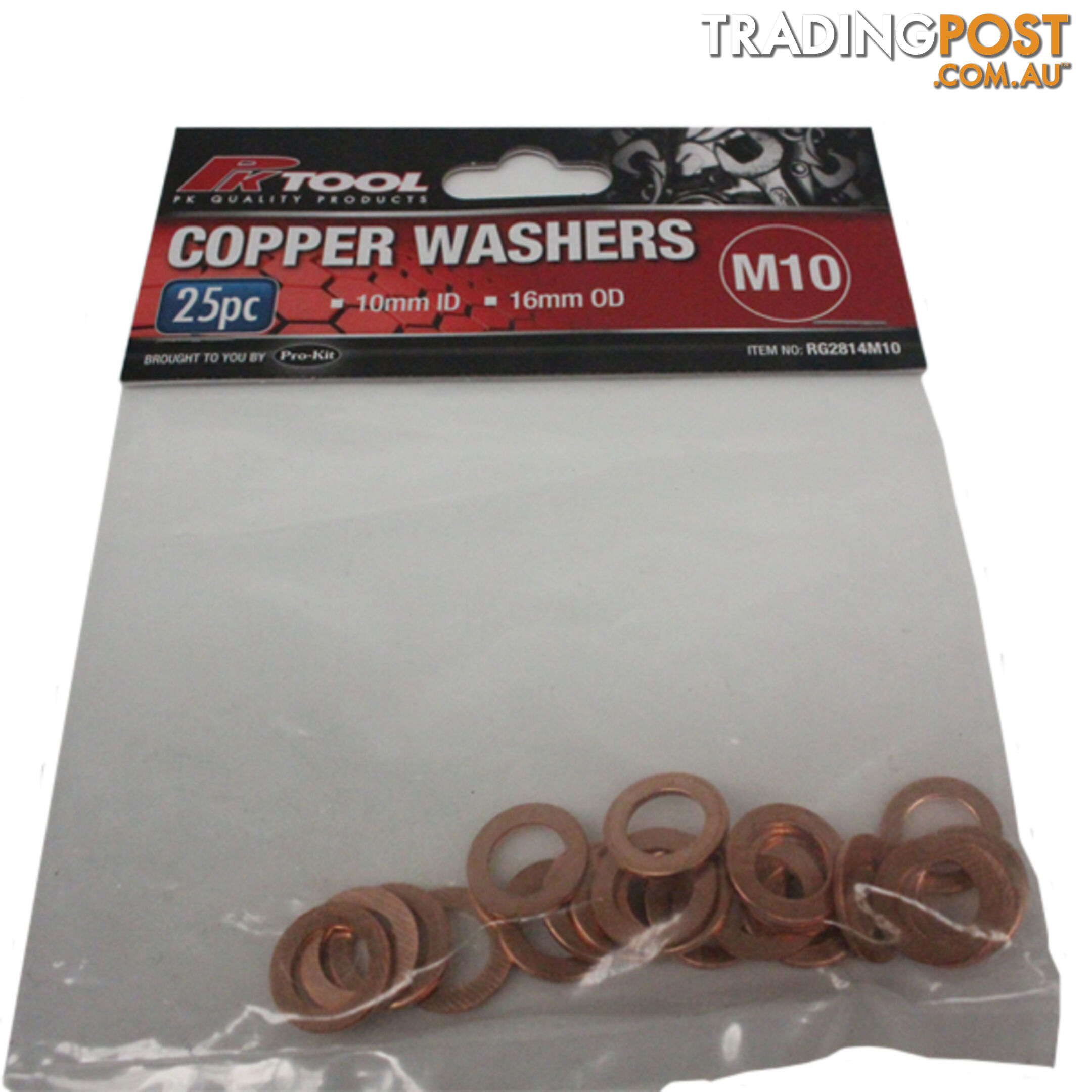 Copper Washers 10mm ID  - 16mm OD 25pc pack SKU - RG2814M10